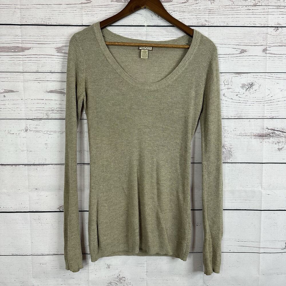 Akualani Sweater Womens Medium Beige Minimalist Cashmere Mohair Wool Blend Knit‎